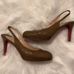 Christian Louboutin Leather Sling Backs Camel